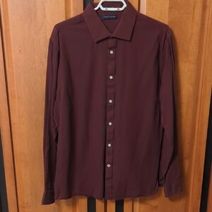 Tommy Hilfiger Men's Dark Red Dress Shirt